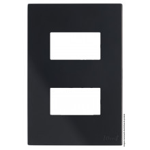 Placa para 2 Modulos Horizontal 4x2 Com suporte  - Recta Black Satin